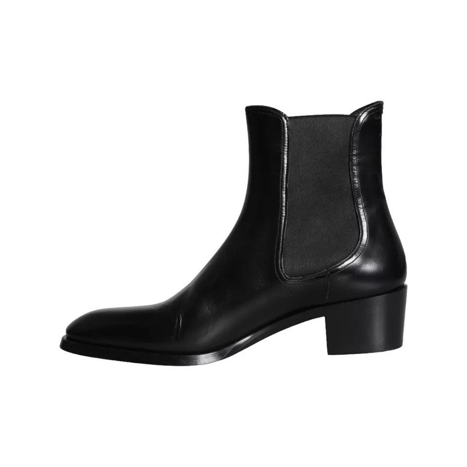 Czarne skórzane botki Chelsea Ankle Boots męskie buty