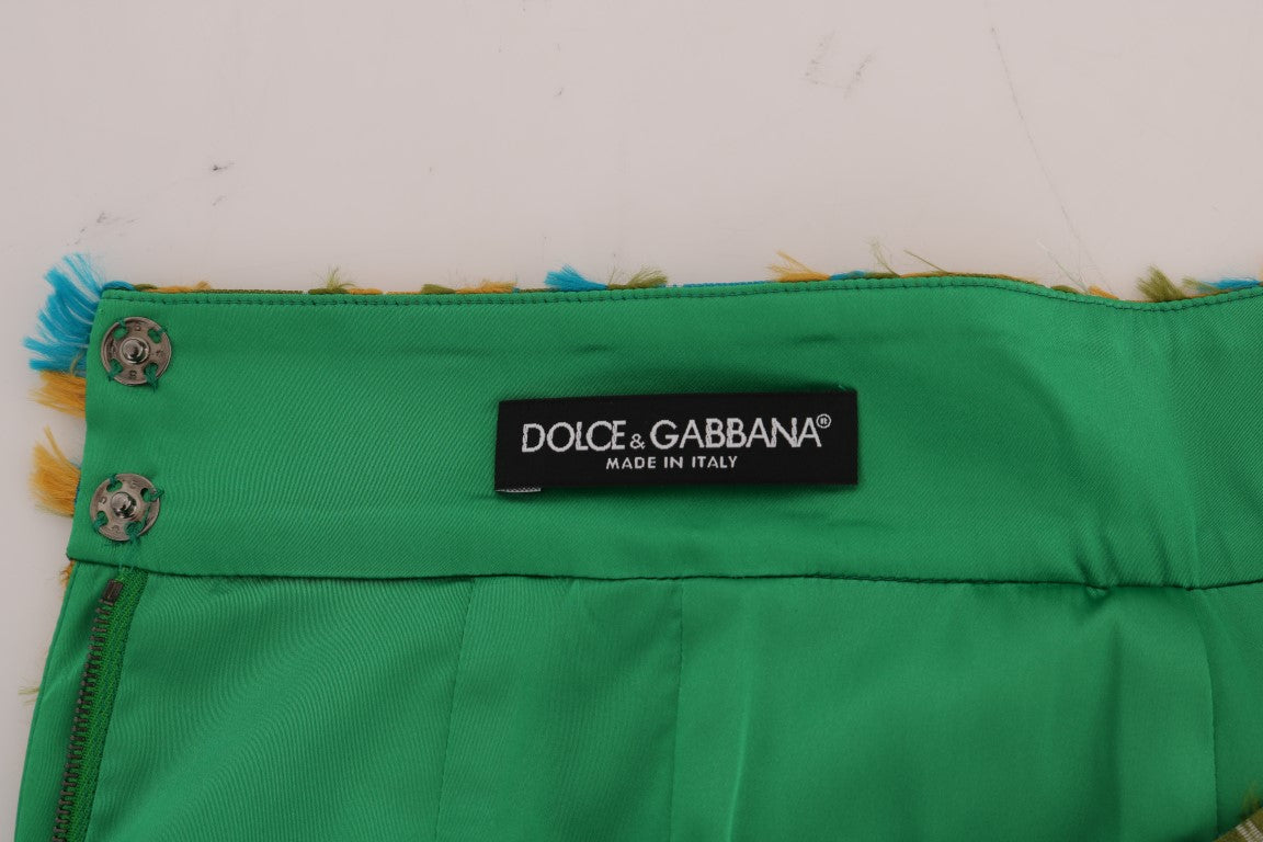 Dolce &amp; Gabbana Elegancka Zielona Spódnica Żakardowa z Wysokim Stanem