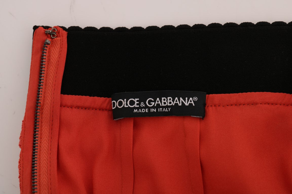 Dolce &amp; Gabbana Pomarańczowa spódnica ołówkowa z makramą i koronką