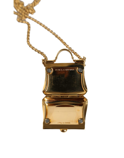 Złoty mosiężny łańcuszek Sycylia Micro Bag Pendant Necklace