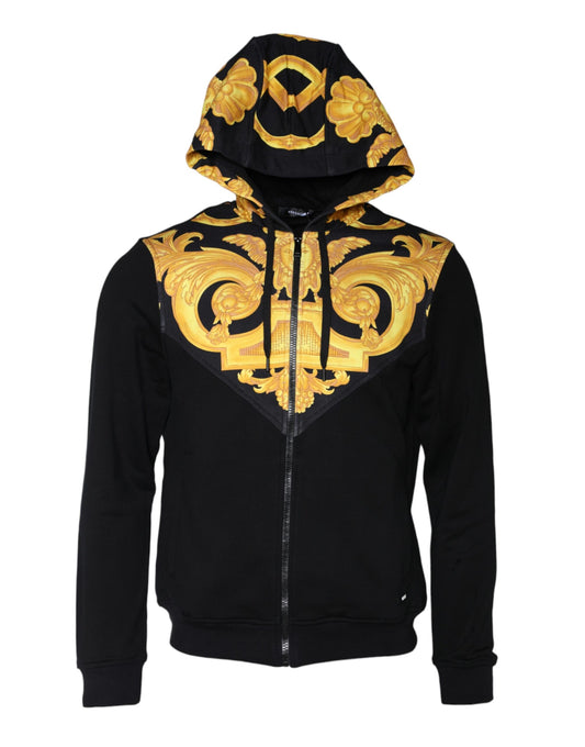 Bluza z kapturem Versace Black Medusa Print Cotton Full Zip