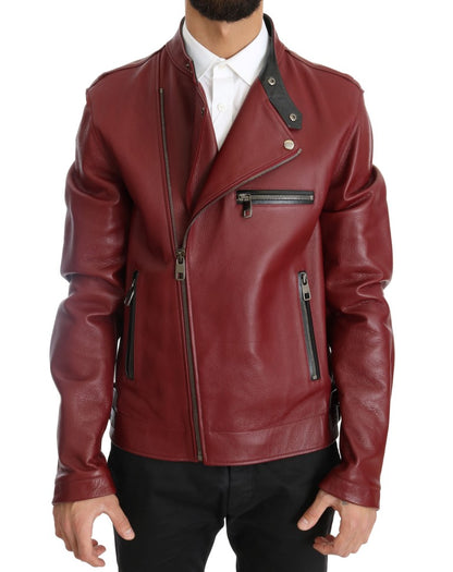 Kurtka motocyklowa Dolce &amp; Gabbana Radiant Red Leather Biker