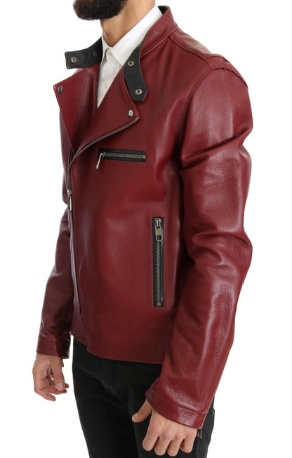 Kurtka motocyklowa Dolce &amp; Gabbana Radiant Red Leather Biker