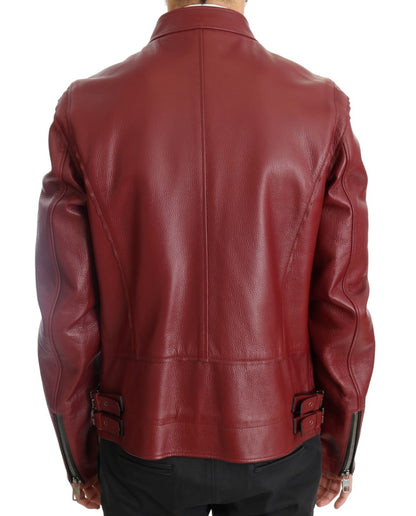 Kurtka motocyklowa Dolce &amp; Gabbana Radiant Red Leather Biker