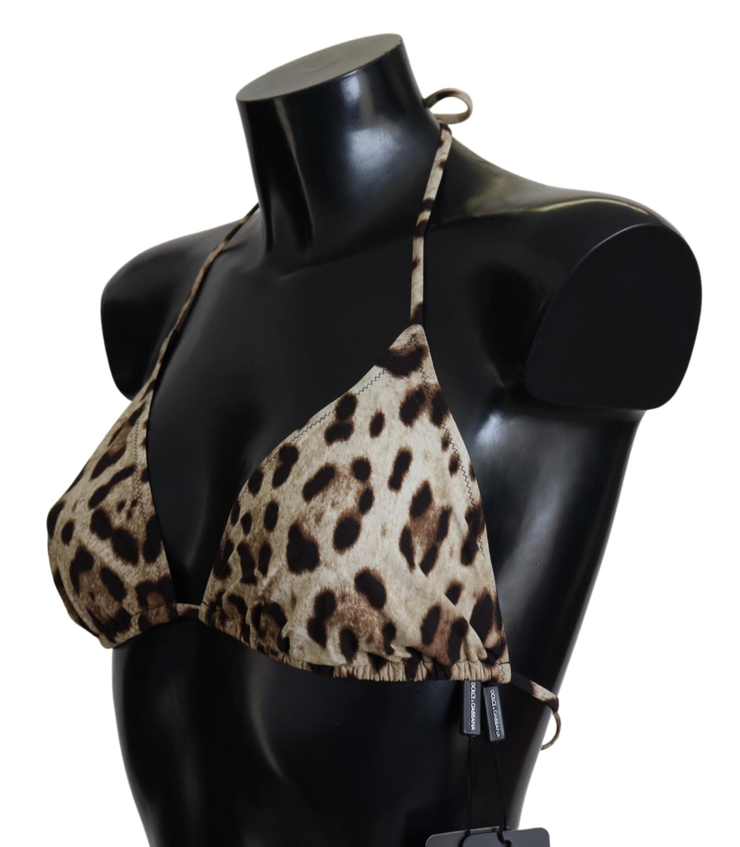 Brązowy Leopard Halter Beachwear Bikini Top