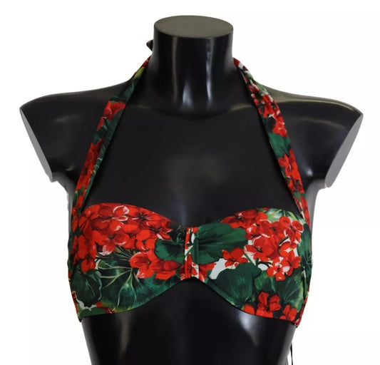 Wielokolorowy geranium halter bikini top plażowy