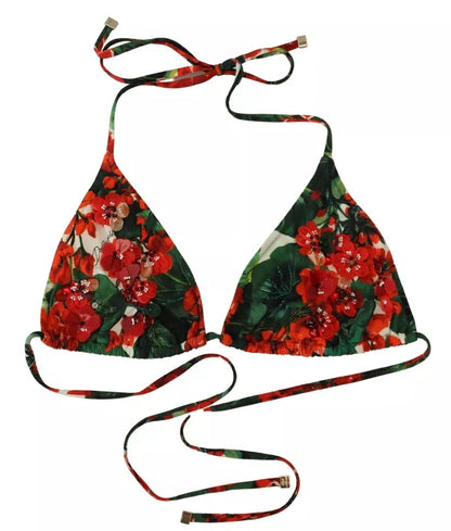 Wielokolorowy geranium halter bikini top plażowy