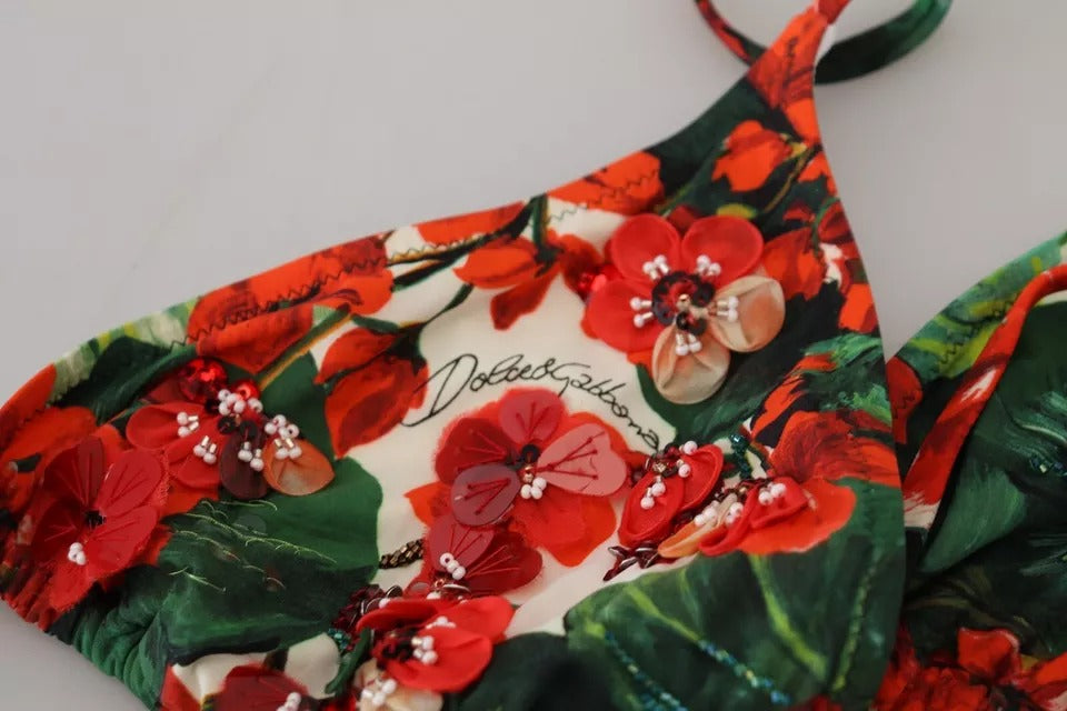 Wielokolorowy geranium halter bikini top plażowy