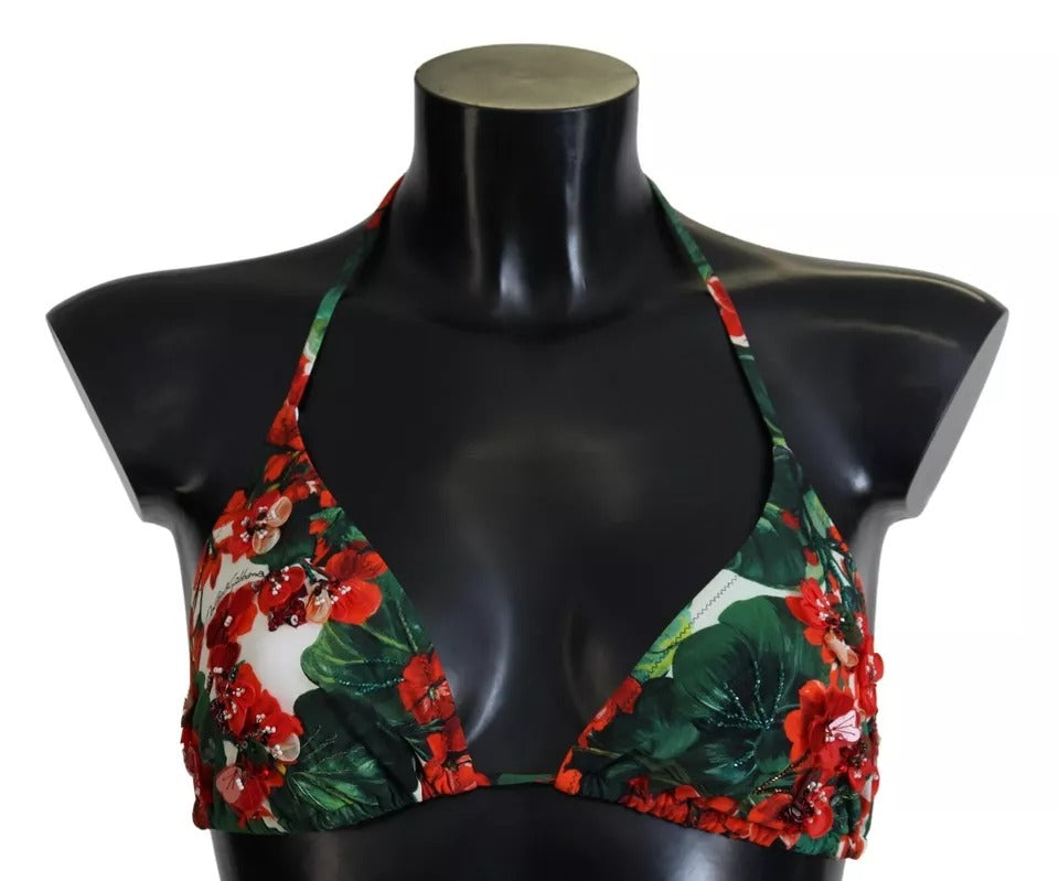 Wielokolorowy geranium halter bikini top plażowy