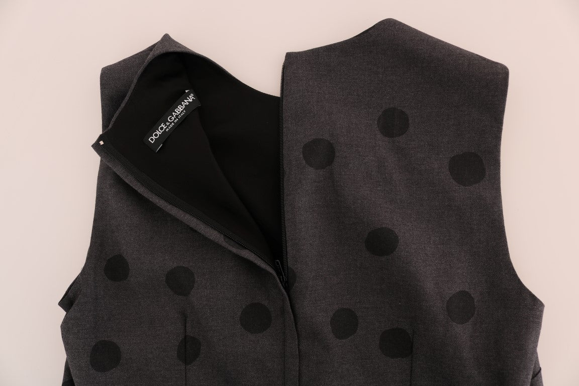 Dolce &amp; Gabbana Chic Bezrękawnik Polka Dotted Wool Dress