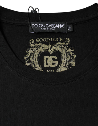 Dolce & Gabbana Black Cotton Crew Neck Short Sleeve T-shirt