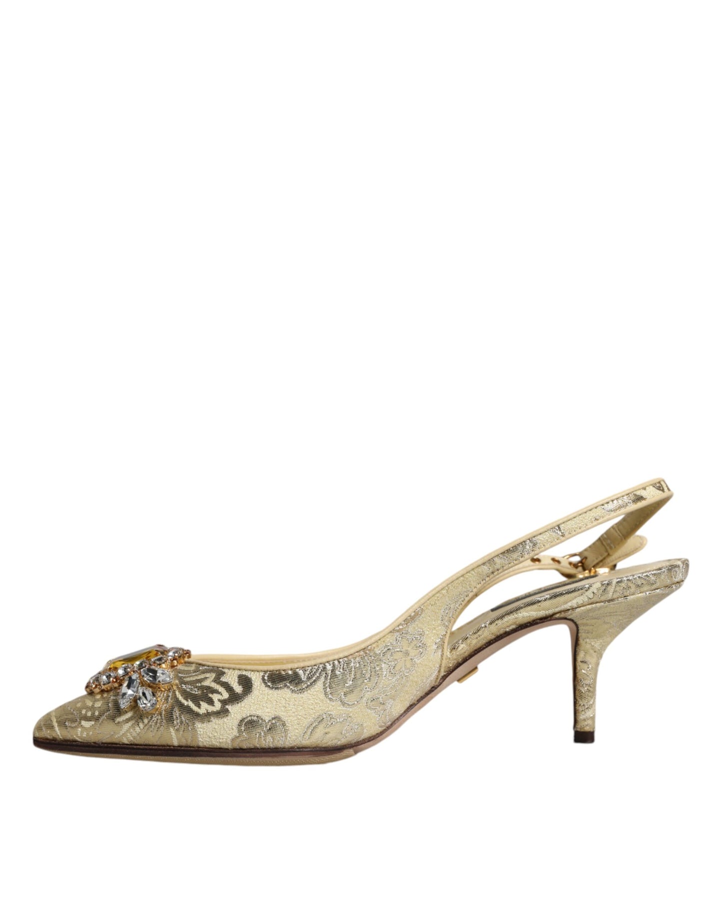 Dolce & Gabbana Gold Crystal Pumps Heels Slingbacks Shoes