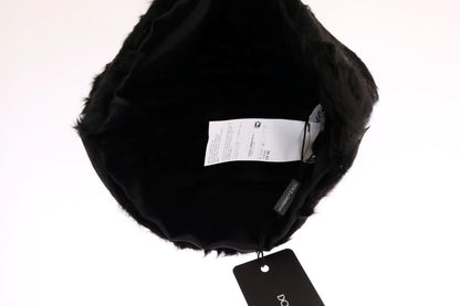 Dolce &amp; Gabbana Elegancka Czarna Czapka Beanie Z Futra Xiangao