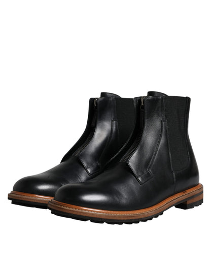 Czarne skórzane buty Chelsea Mid Calf Mens Shoes