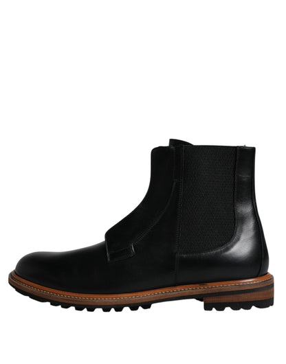 Czarne skórzane buty Chelsea Mid Calf Mens Shoes