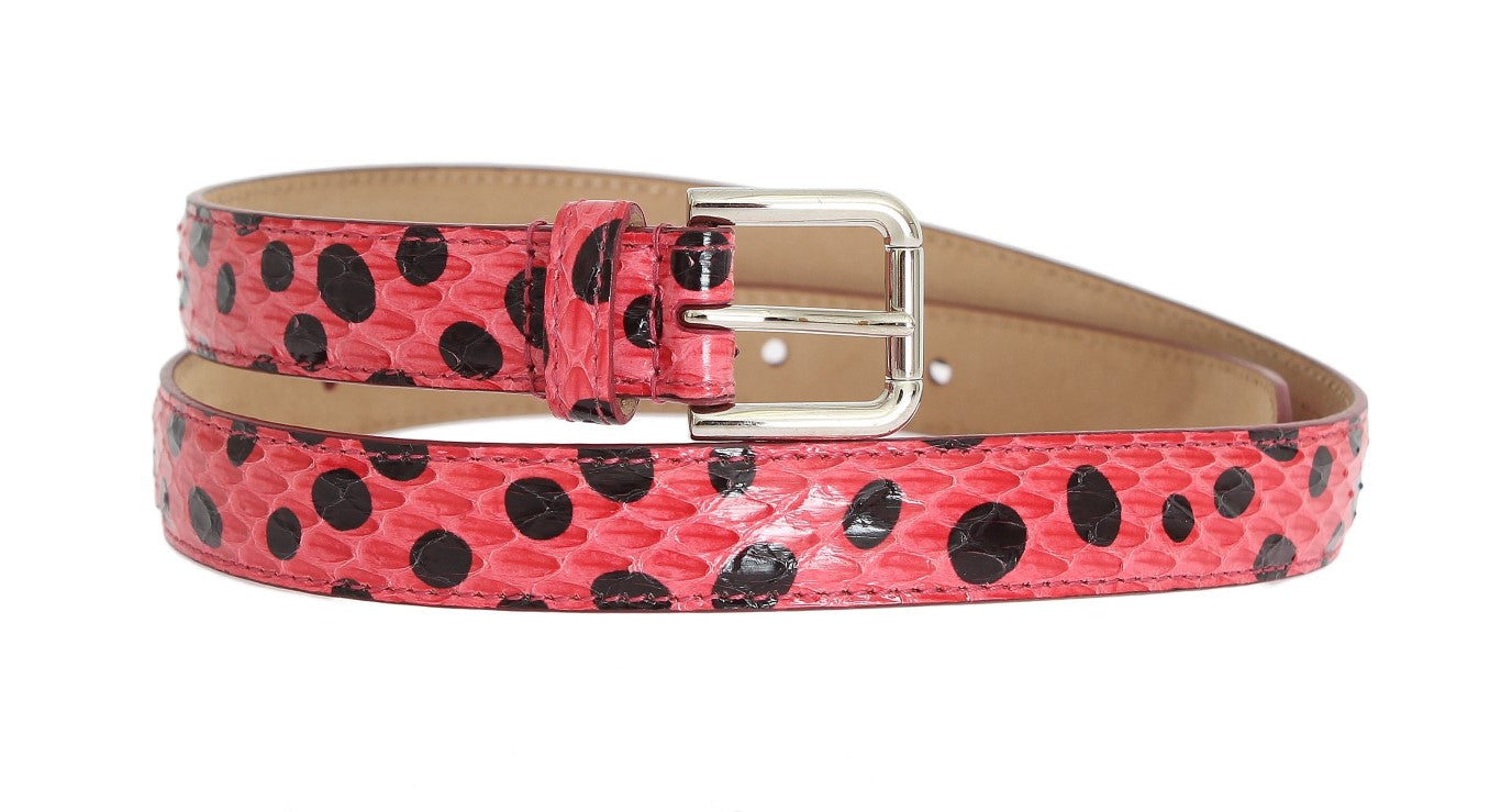 Pasek Dolce &amp; Gabbana Polka Dot Snakeskin ze srebrną klamrą