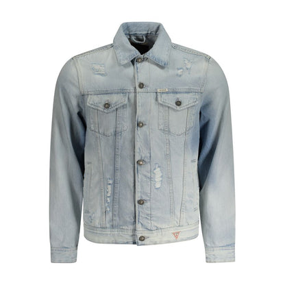 Guess Jeans Light Blue Cotton Jacket