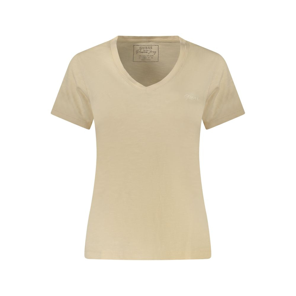 Guess Jeans Beige Cotton Tops & T-Shirt