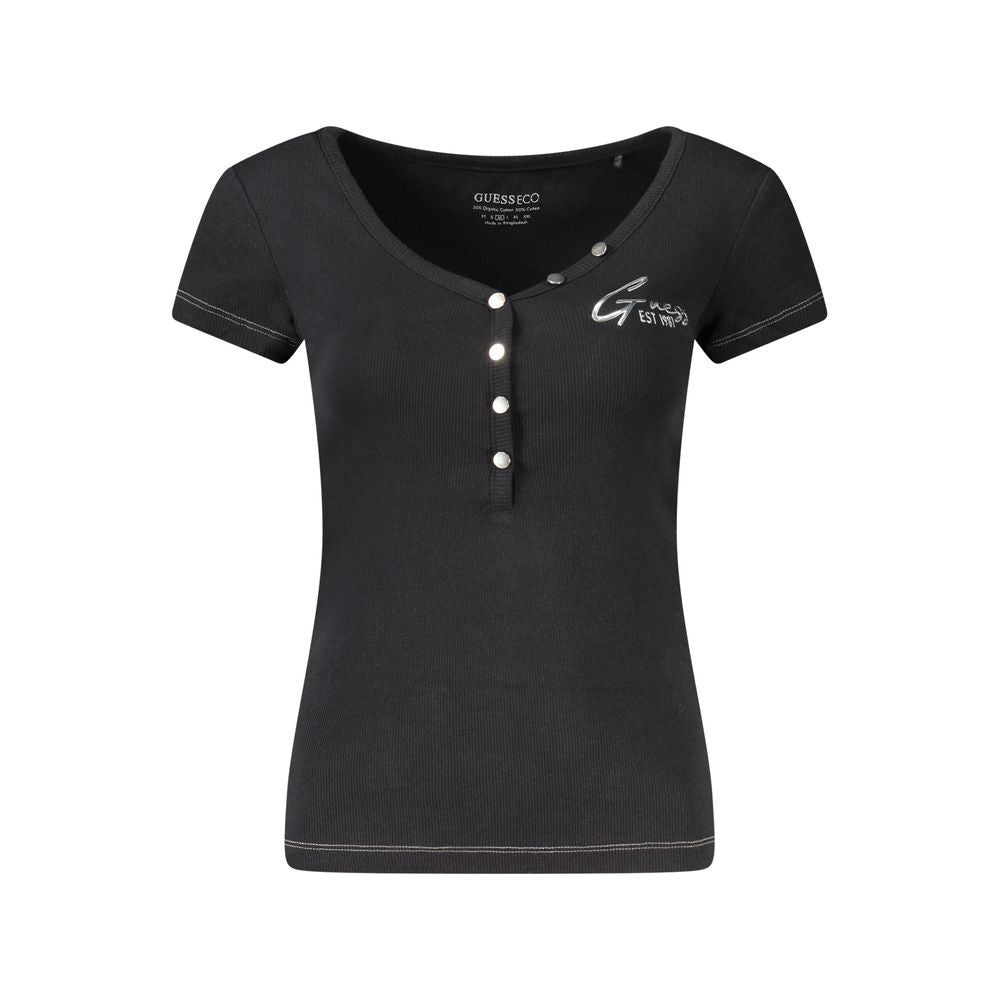 Guess Jeans Black Cotton Tops & T-Shirt