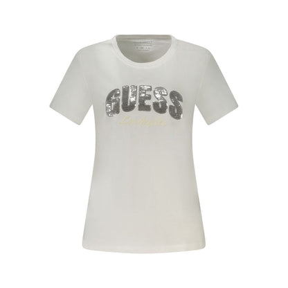 Guess Jeans White Cotton Tops & T-Shirt