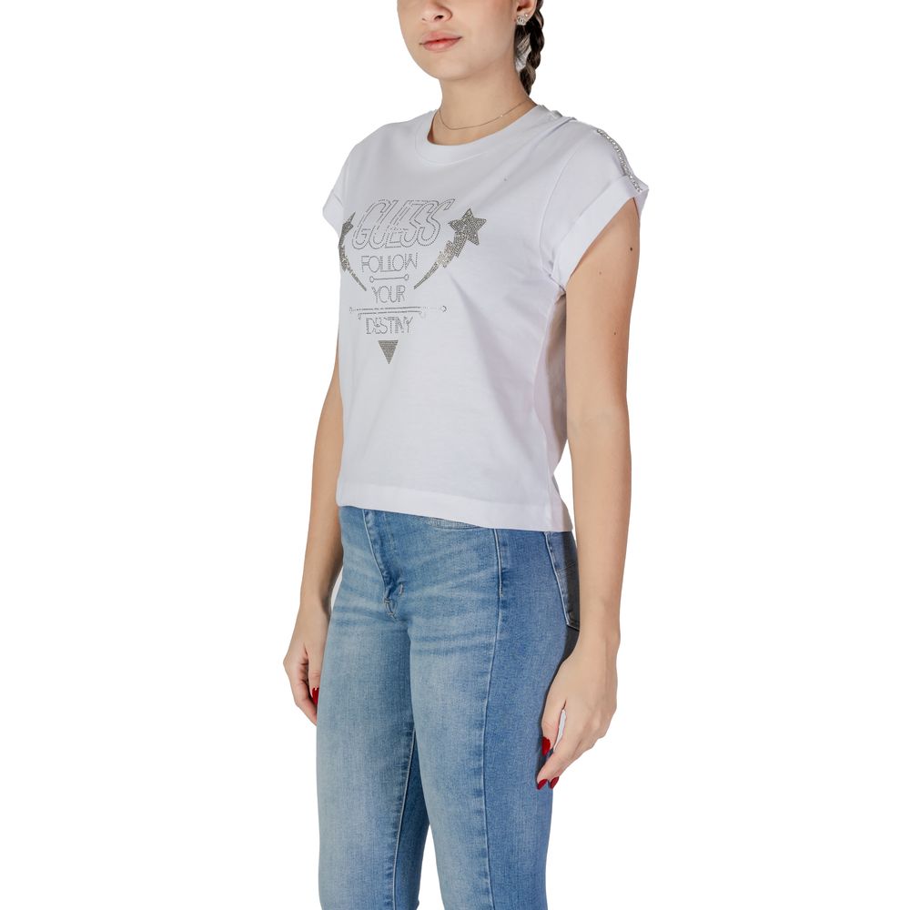 Guess White Cotton Tops & T-Shirt