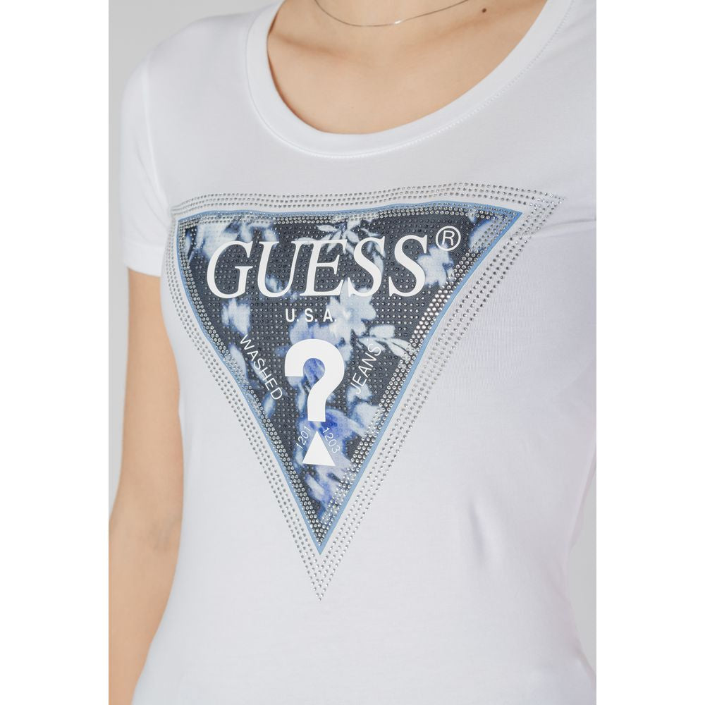 Guess White Cotton Tops & T-Shirt