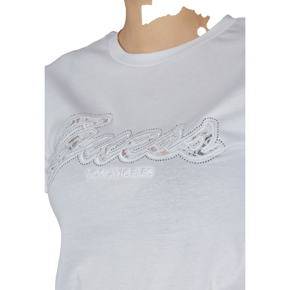 Guess White Cotton Tops & T-Shirt