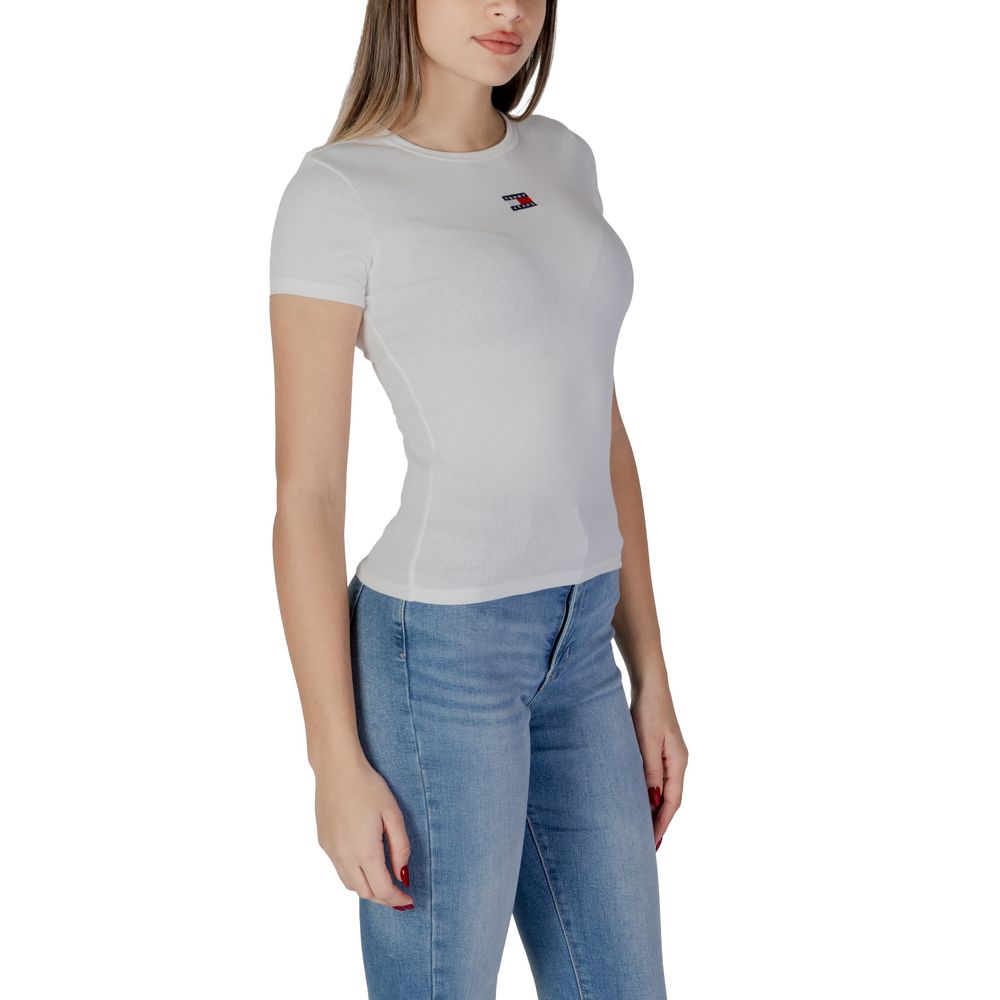 Tommy Hilfiger Jeans Cream Cotton Rigenerato Tops & T-Shirt