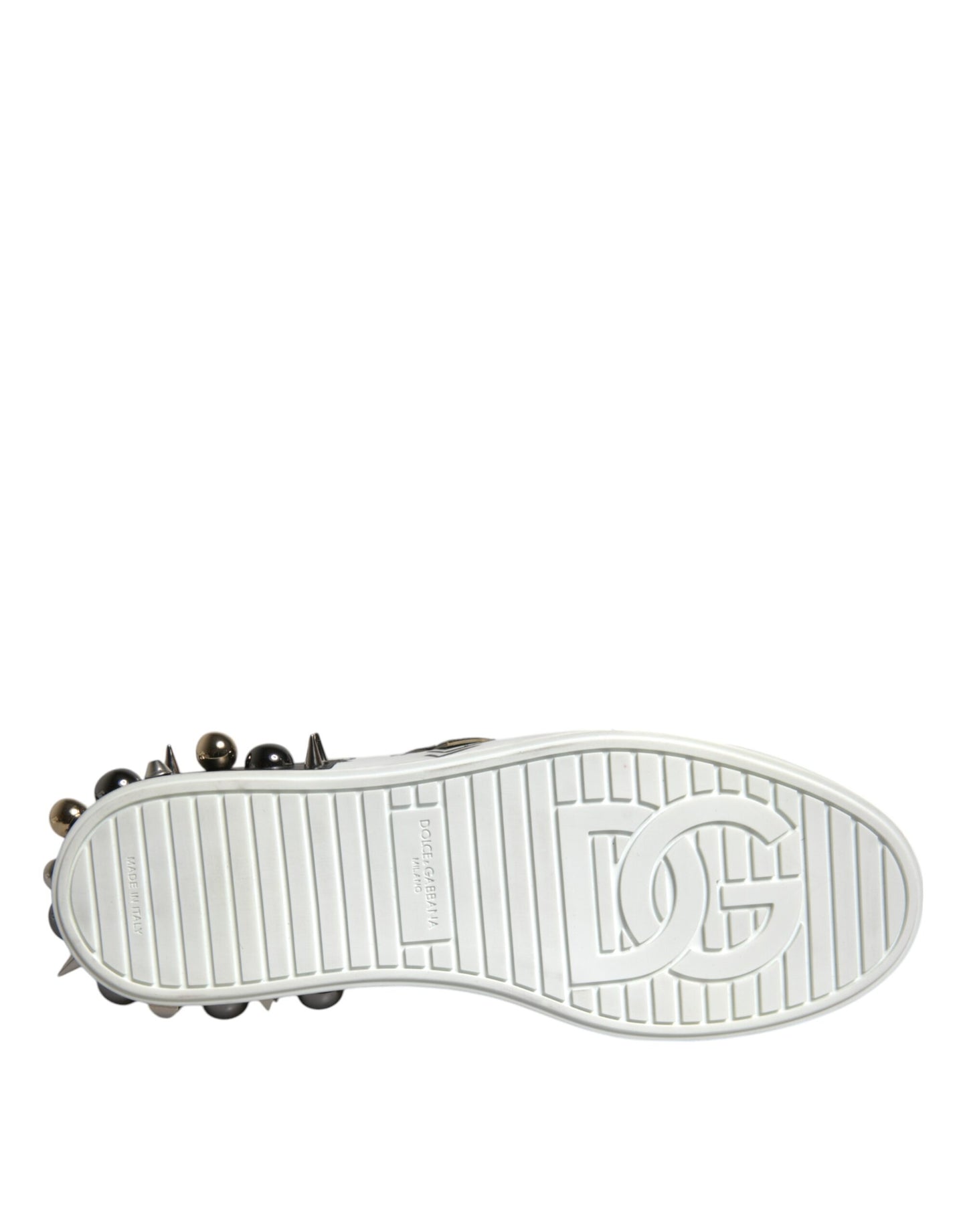 Dolce & Gabbana White Heart Studded Low Top Sneakers Shoes