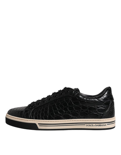 Dolce & Gabbana Black Leather Low Top Men Sneakers Shoes