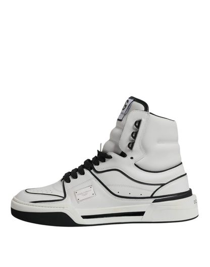 Dolce & Gabbana White Leather High Top Men Sneakers Shoes