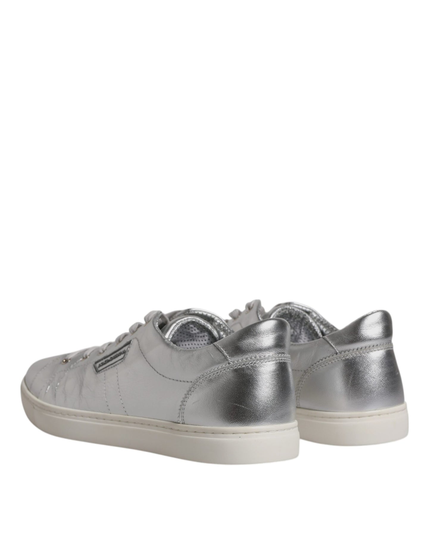 Dolce & Gabbana Silver London Low Top Leather Sneakers Shoes