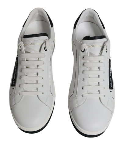 Dolce & Gabbana White Leather Low Top Men Sneakers Shoes