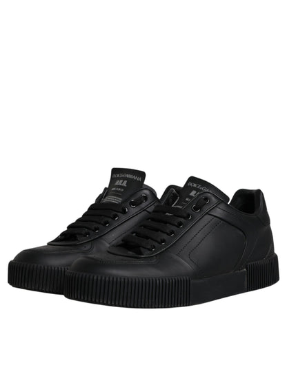 Dolce & Gabbana Black Miami Leather Low Top Sneakers Shoes