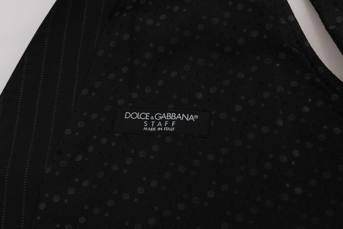 Dolce &amp; Gabbana Elegancka Szara Męska Kamizelka W Paski