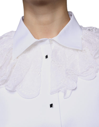 Dolce & Gabbana White Cotton Poplin Shirt Dress Blouse Top