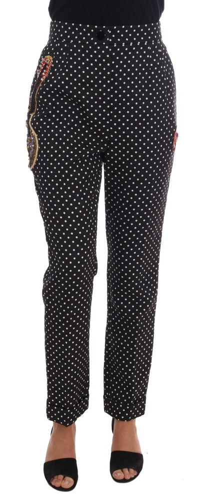 Dolce & Gabbana Elegant Polka Dot Embellished Trousers