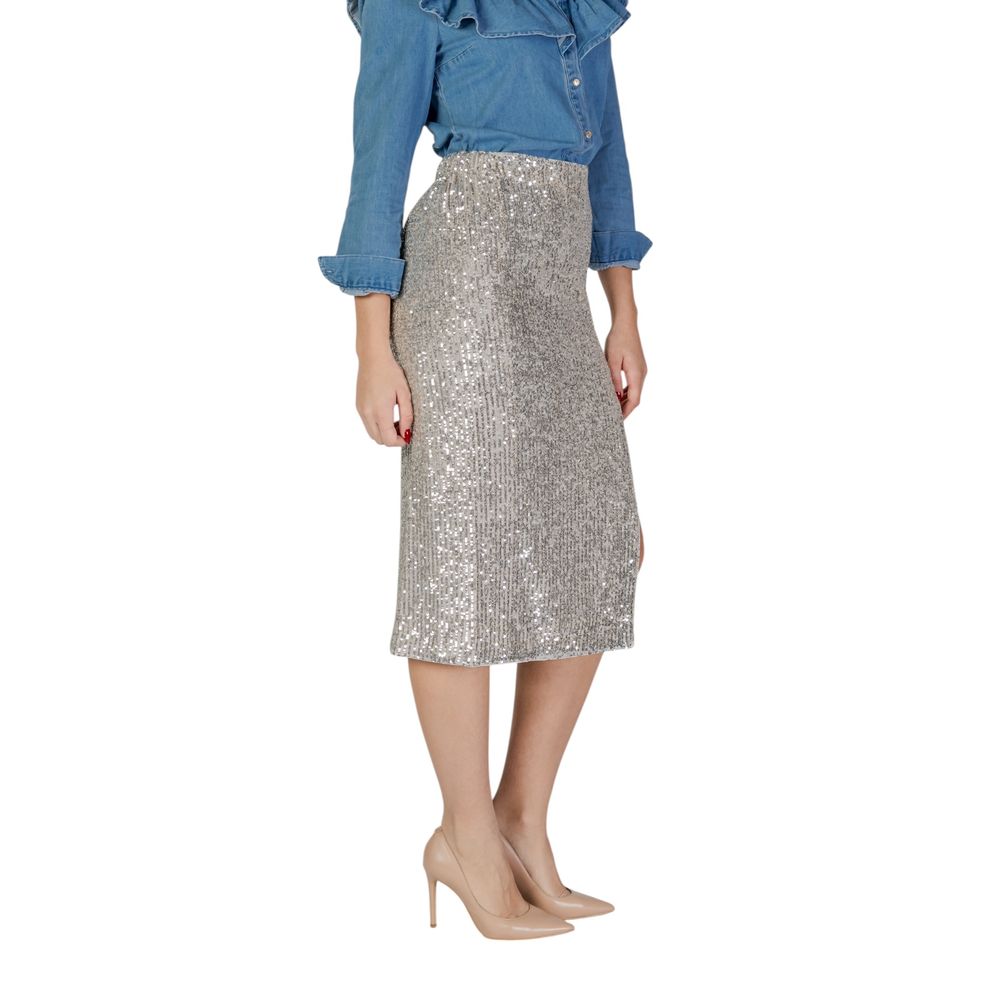 Morgan De Toi Silver Polyester Skirt