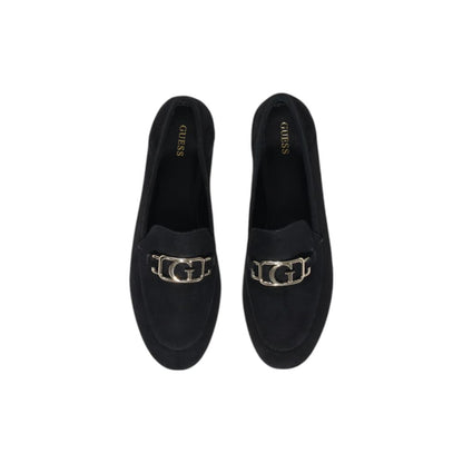 Guess Black Leather Flat Shoe