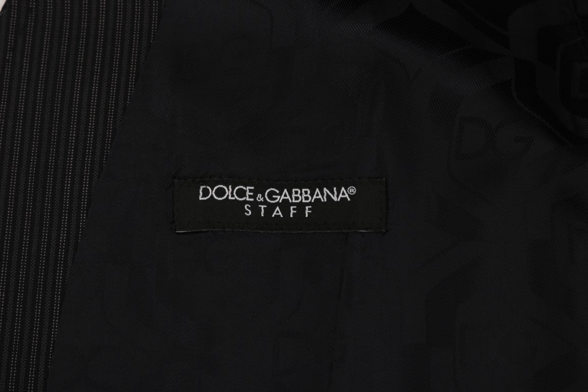 Dolce &amp; Gabbana Elegancka szara kamizelka w paski z mieszanki wełny