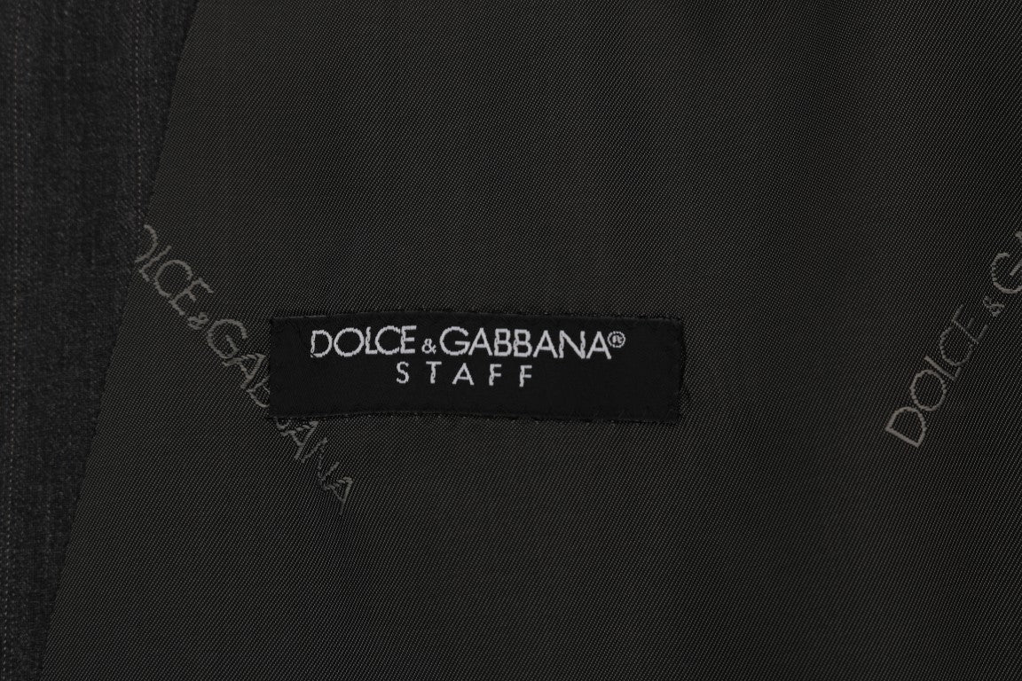 Dolce &amp; Gabbana Elegancka szara kamizelka w paski jednorzędowa