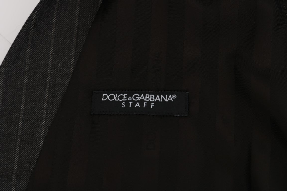 Dolce &amp; Gabbana Elegancka kamizelka w paski z szarej mieszanki wełny