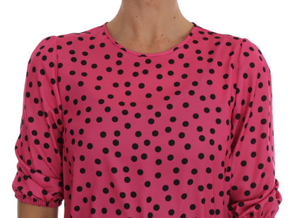 Dolce & Gabbana Chic Pink Polka Dotted Silk Blouse