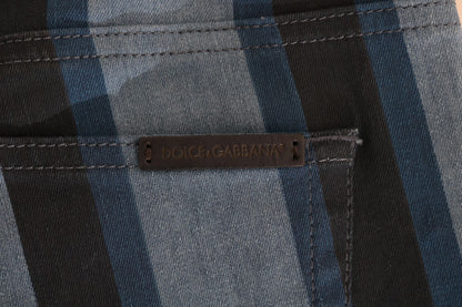 Dolce &amp; Gabbana Eleganckie niebieskie paski Slim Fit dziewczęce jeansy