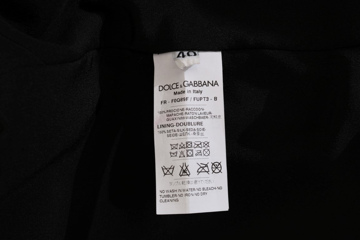 Dolce &amp; Gabbana Elegancki brązowy płaszcz z futra szopa do kolan