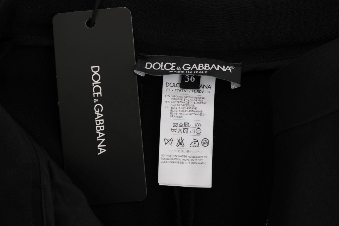 Spodnie Capri Dolce &amp; Gabbana Chic Black z różowymi paskami po bokach