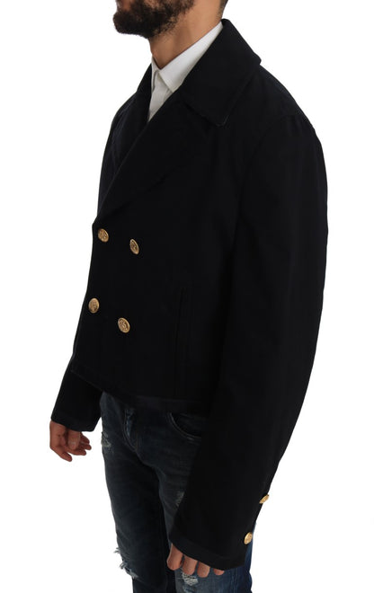 Dolce &amp; Gabbana Elegancka Ciemnoniebieska Kurtka Trench Coat