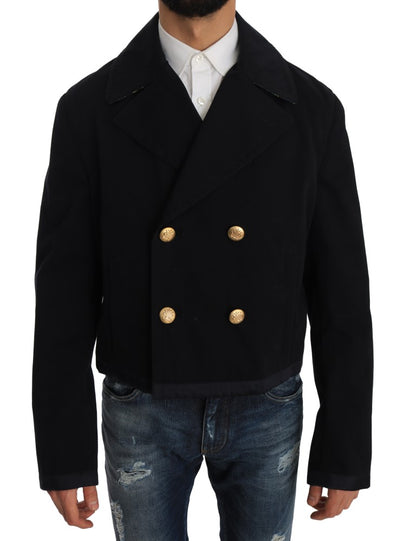 Dolce &amp; Gabbana Elegancka Ciemnoniebieska Kurtka Trench Coat