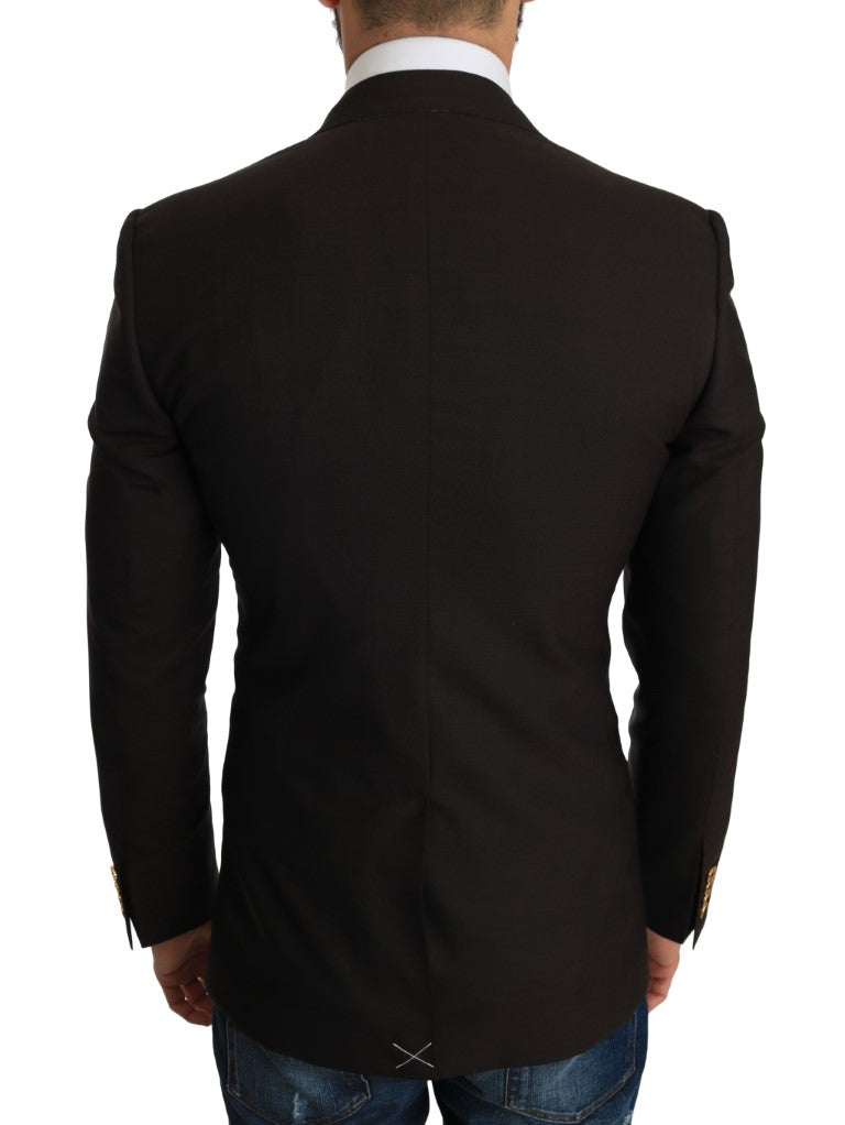 Dolce &amp; Gabbana Sleek Slim Brown Virgin Wool Blazer Jacket