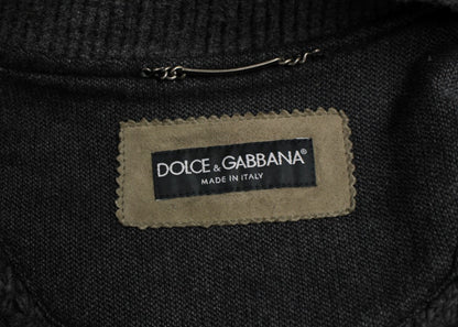 Dolce &amp; Gabbana Elegancka Kurtka Skórzana Z Mieszanką Wełny